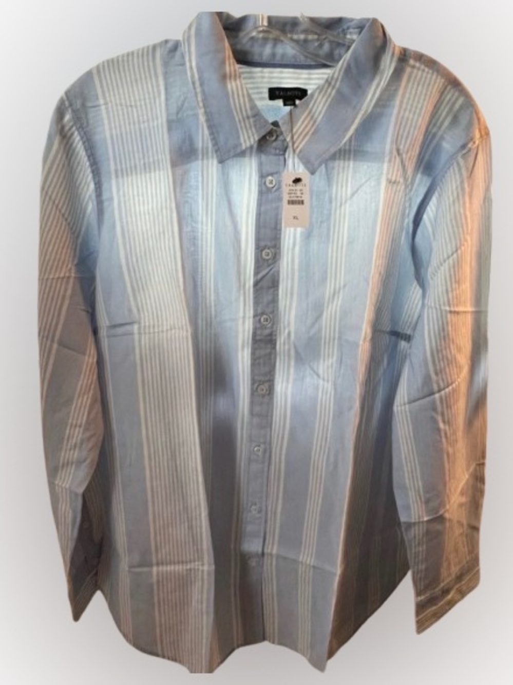 Talbots Blue & White Striped Button-Up Shirt XL NWT 100% Cotton
